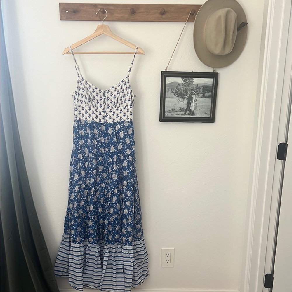 Blue and White Floral Maxi Dress